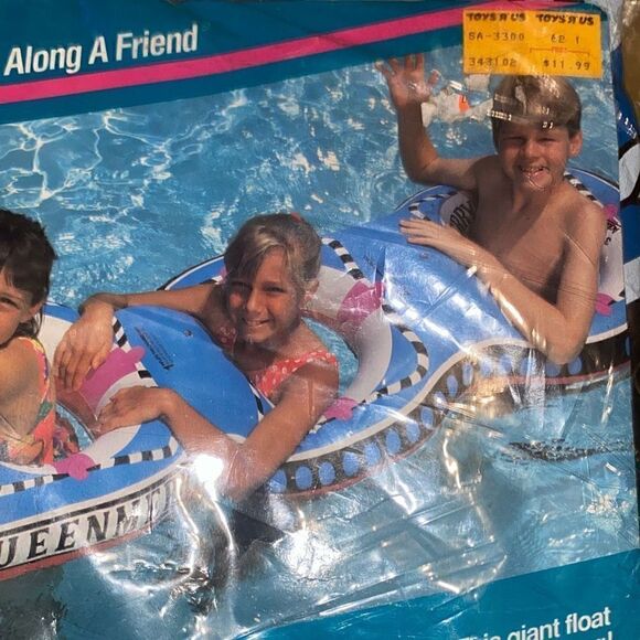 Vintage AQUA New Pool Float 3 Kid Float Triple the Fun Giant Queen Merry Float a - Picture 5 of 11